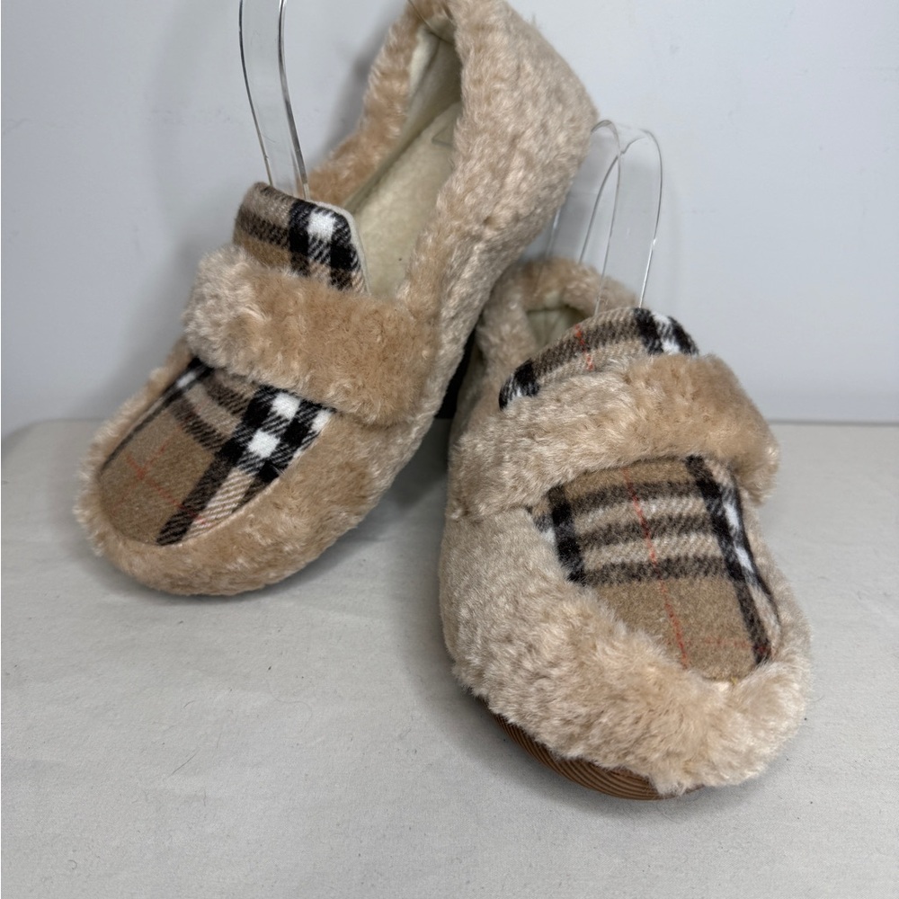 Cozy Plaid Tan Women's Slippers